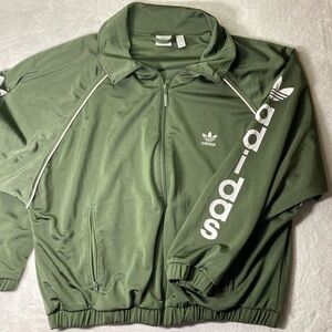 Adidas ✨ Green White Cropped Track Jacket Women’s Size Small